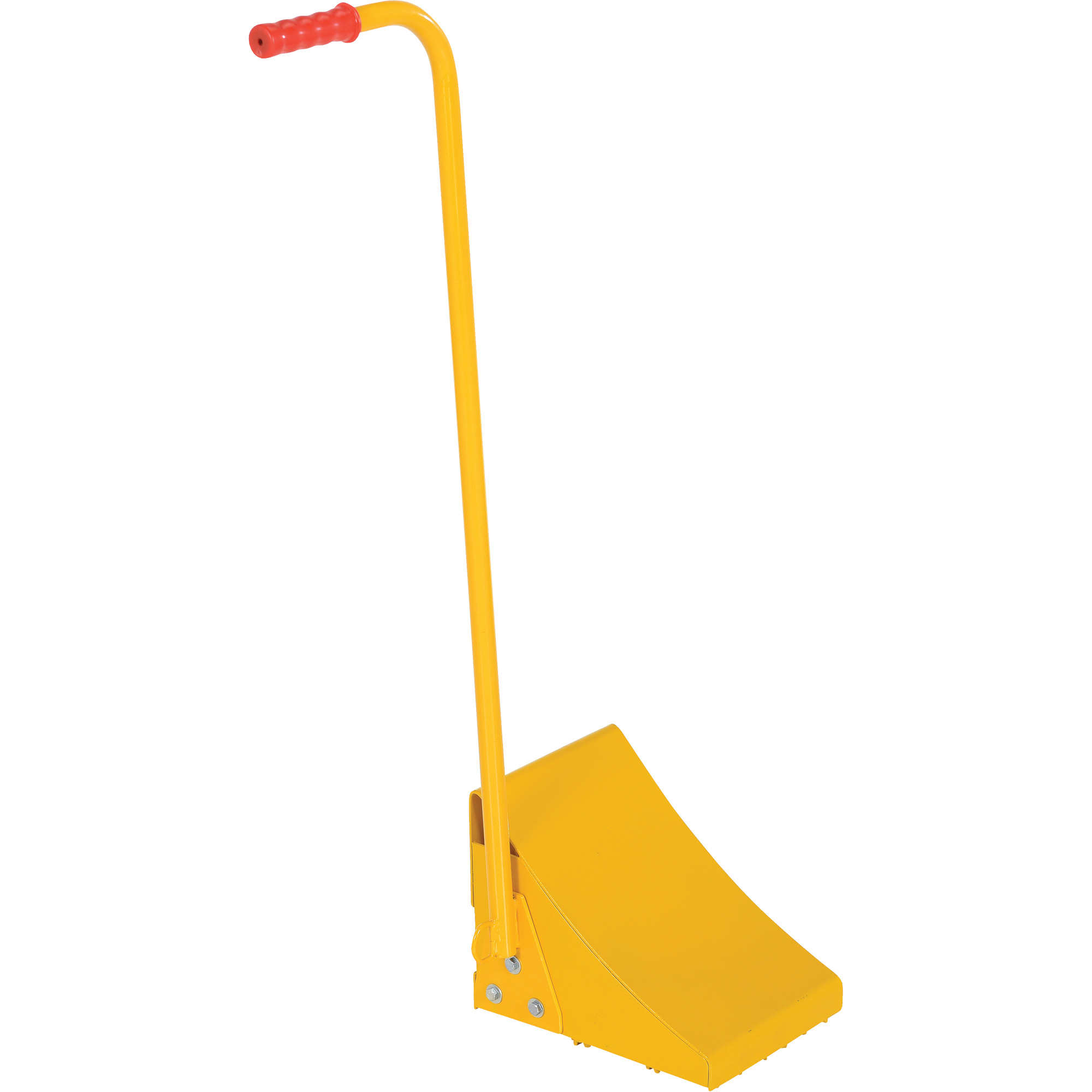 Cale de roue avec poignée ergonomique, Acier, Jaune, 8" la x 10-3/4" p x 9-1/8" h