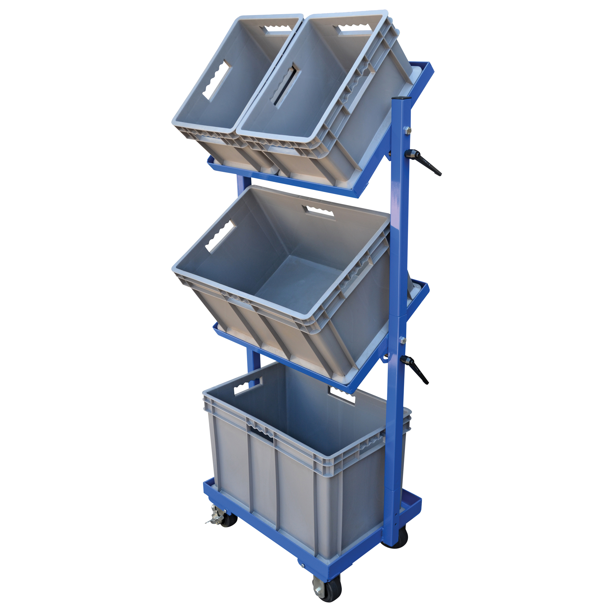 Chariot à cueillette, Acier, 30-11/16" la x 19-1/4" p, 3 tablettes, Capacité 300 lb
