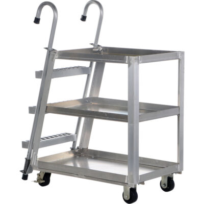 Chariot de prélèvement de stock, Aluminium, 21-7/8" la x 40" p, 3 tablettes, Capacité 660 lb