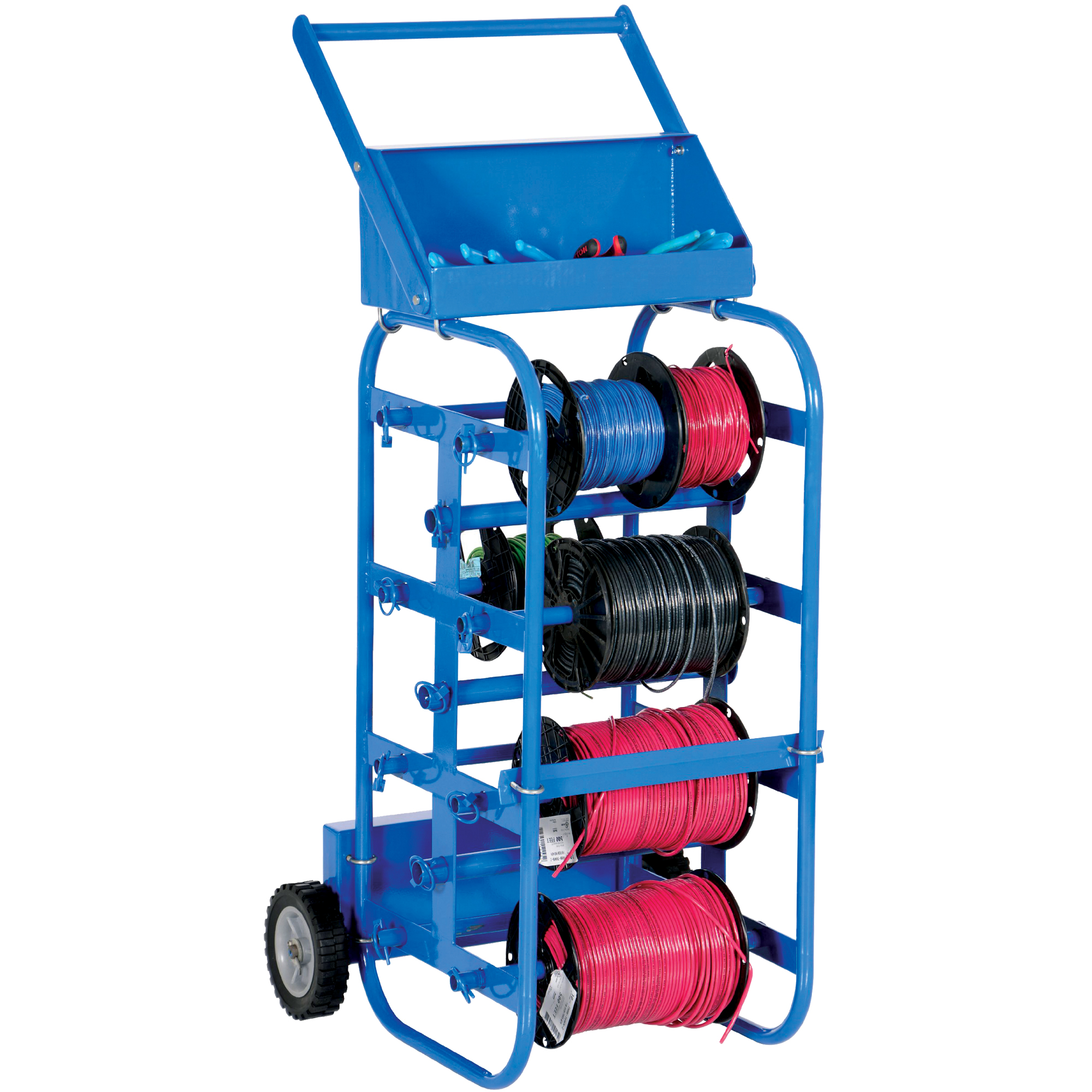 Chariot portatif pour matériaux bobinés, Acier, 11 Montants, 19-1/2" la x 43-1/4" h x 17-1/2" p, Capacité de 150 lb – Image 2