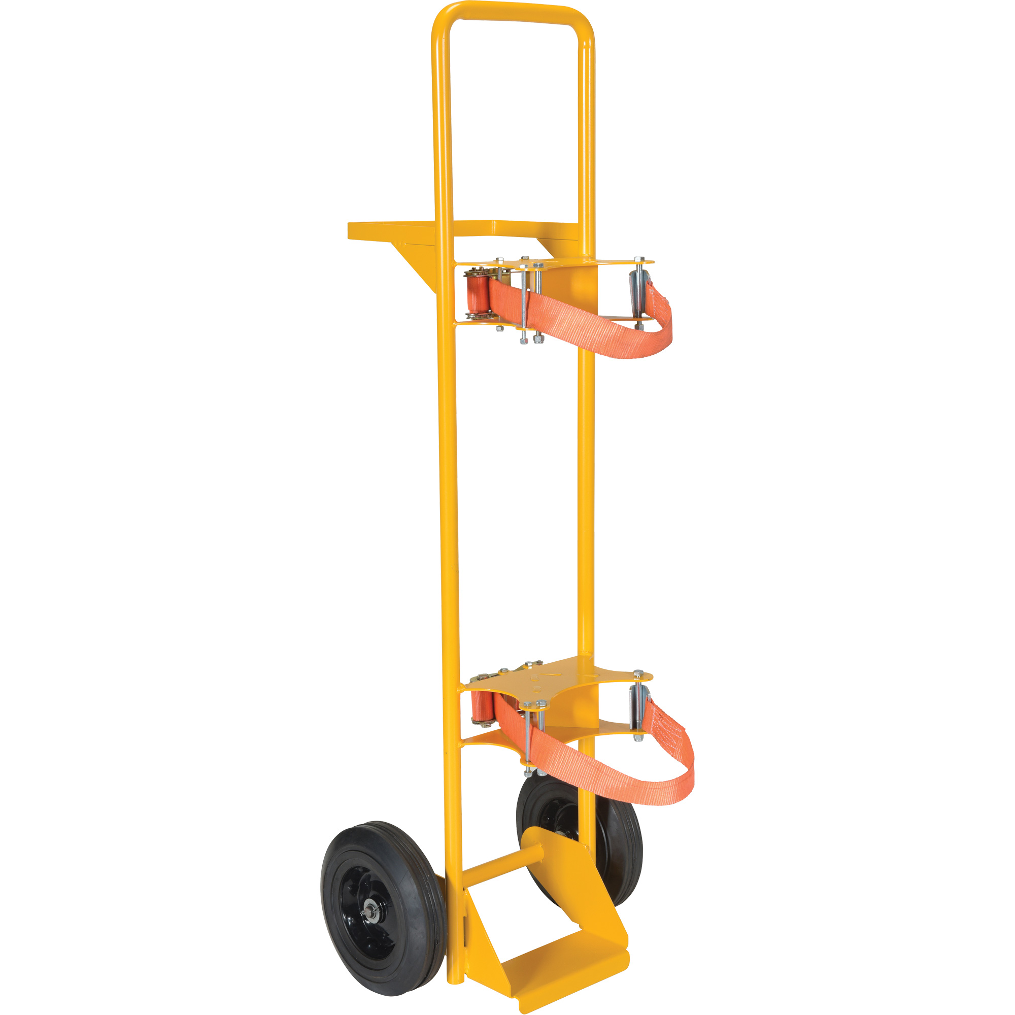 Chariot pour bouteille de gaz de soudage, Roues Caoutchouc, Base de 9-5/8" la x 3-1/8" lo, 350 lb