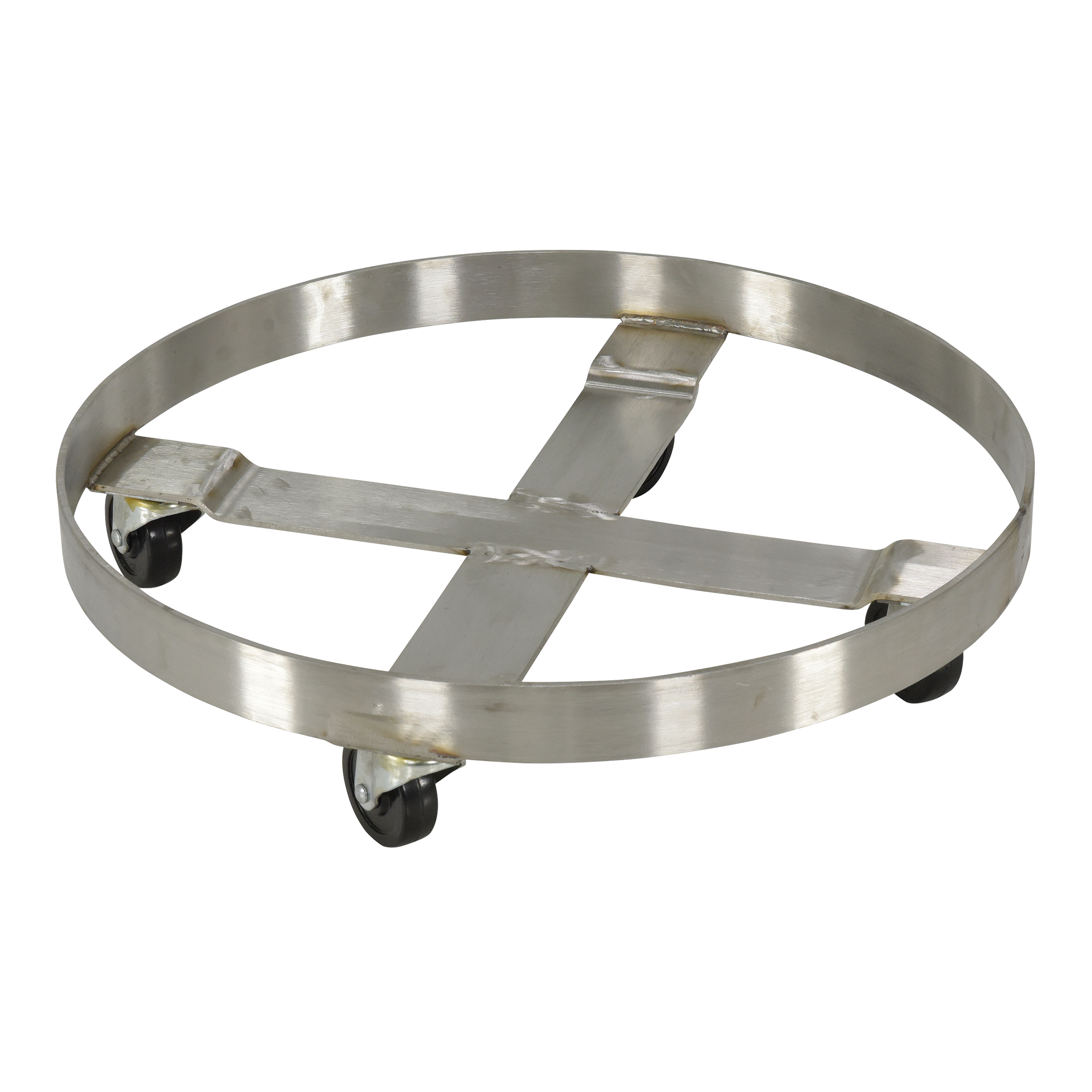 Chariots pour barils, Acier inoxydable, Capacitée 800 lb, Diamètre 23-1/4", Roue en Caoutchouc