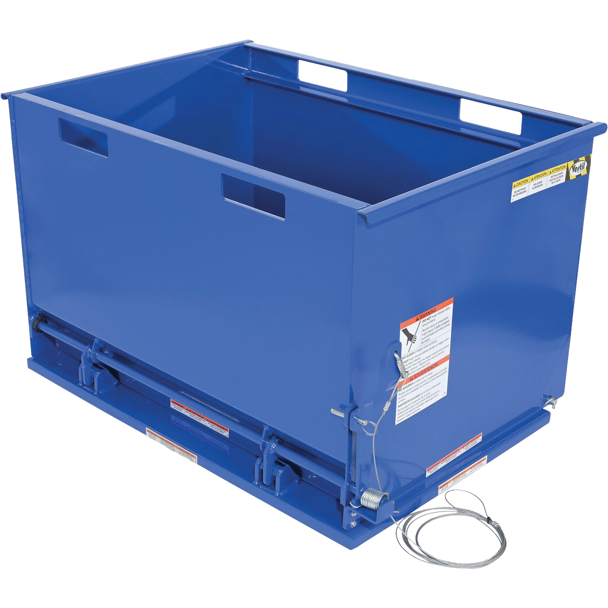 Contenant autobasculeur à fond ouvrant, Acier, 1 vg³, Bleu