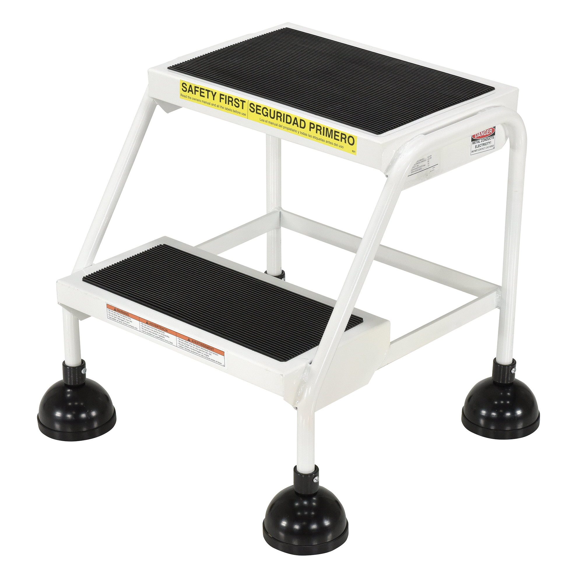 Échelles Stop-Step, 2 marches, Largeur de la marche 16", Hauteur de la plateforme 18-9/16", Acier