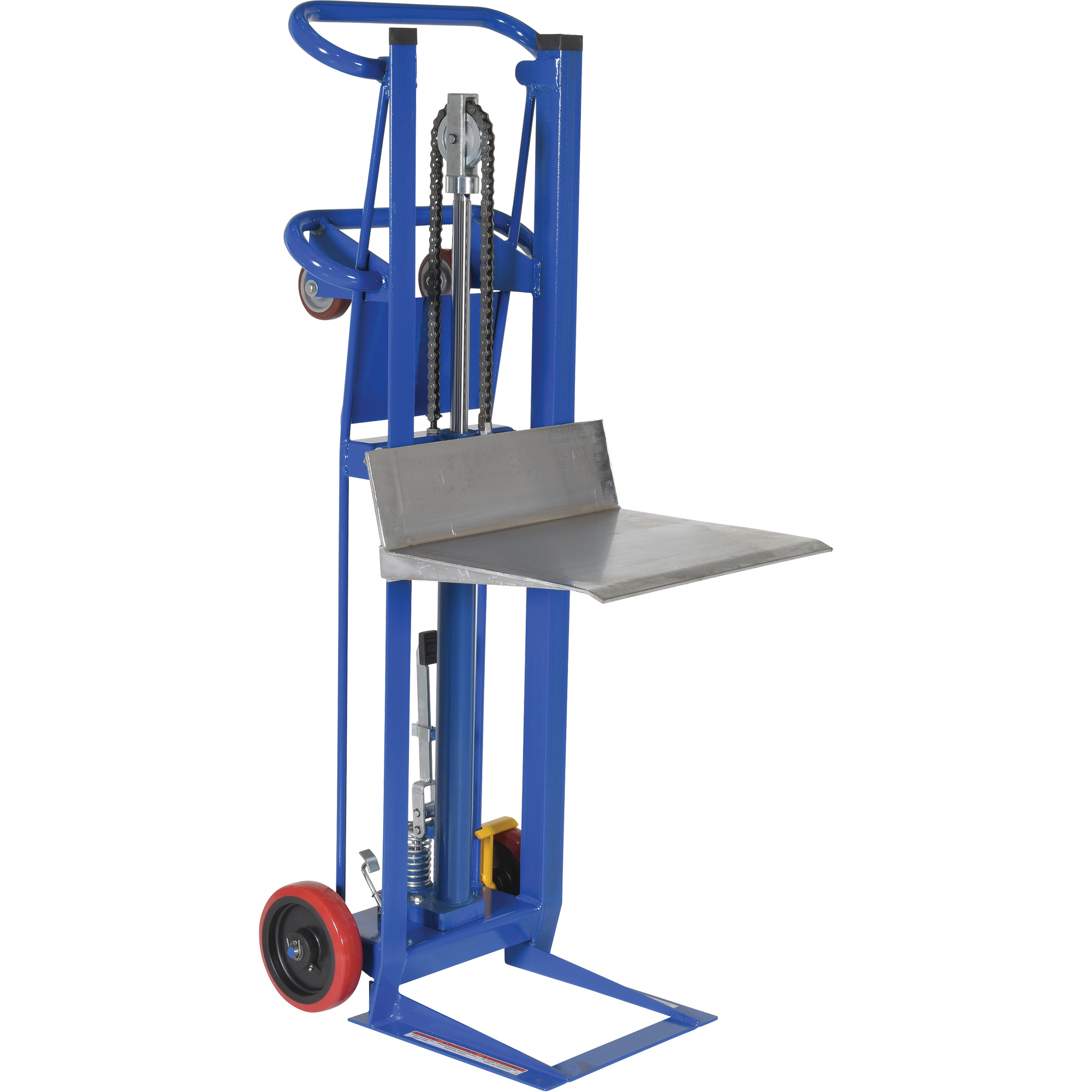 Gerbeur à plateforme hydraulique, Mécanisme Pompe au pied, Capacité de 750 lb, Levage max de 52"