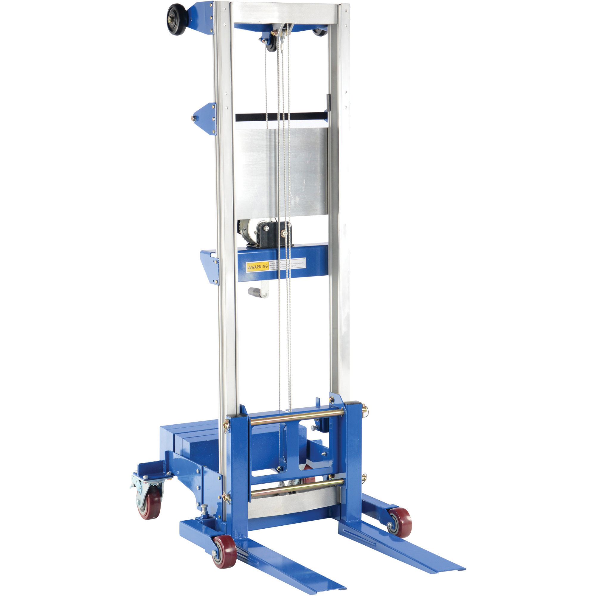 Gerbeur pour chariot élévateur - conception à contrepoids, Fonctionnement Treuil manuel, Capacité 400 lb, Levée max 98"