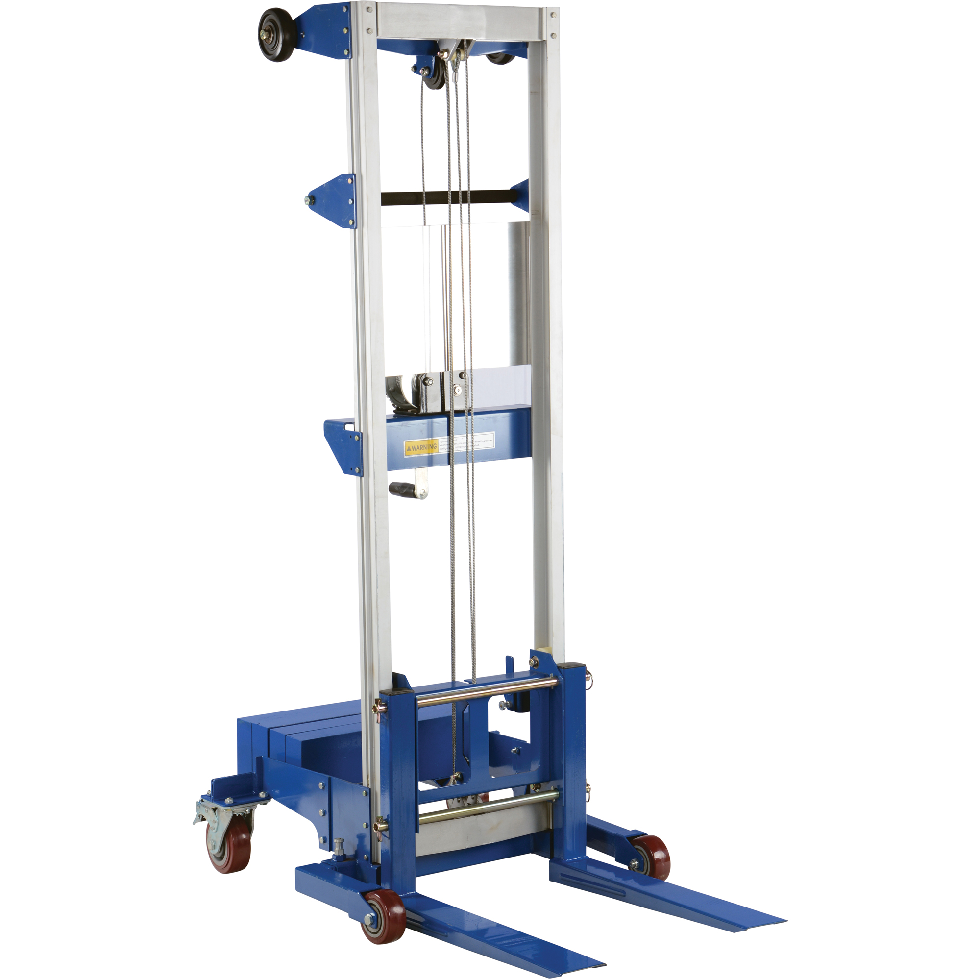 Gerbeur pour chariot élévateur - conception à contrepoids, Fonctionnement Treuil manuel, Capacité 500 lb, Levée max 47"