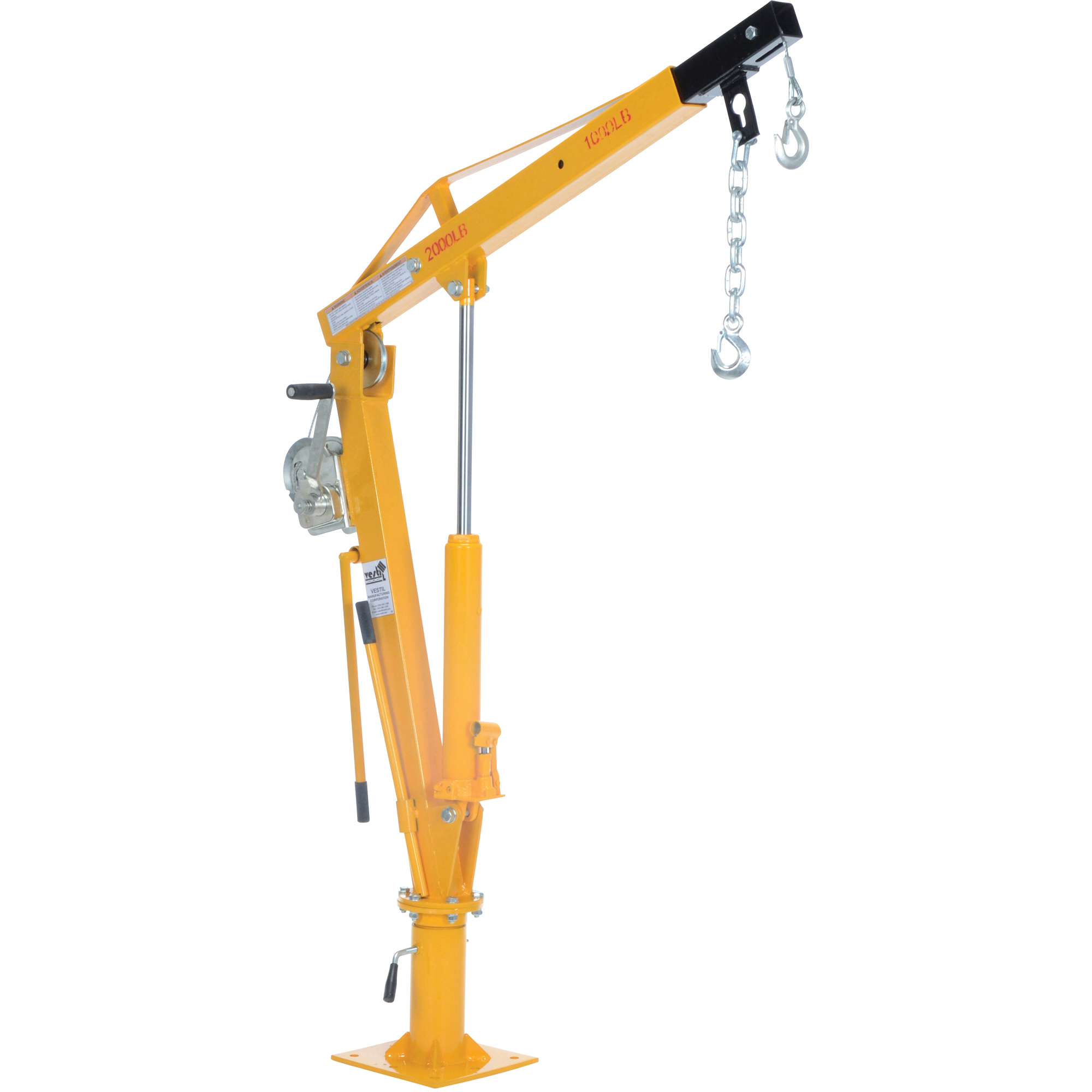 Grue à flèche pour camion actionnée par treuil, Capacité de 1000 lb (0,5 tonne), Limite de 86-1/2"