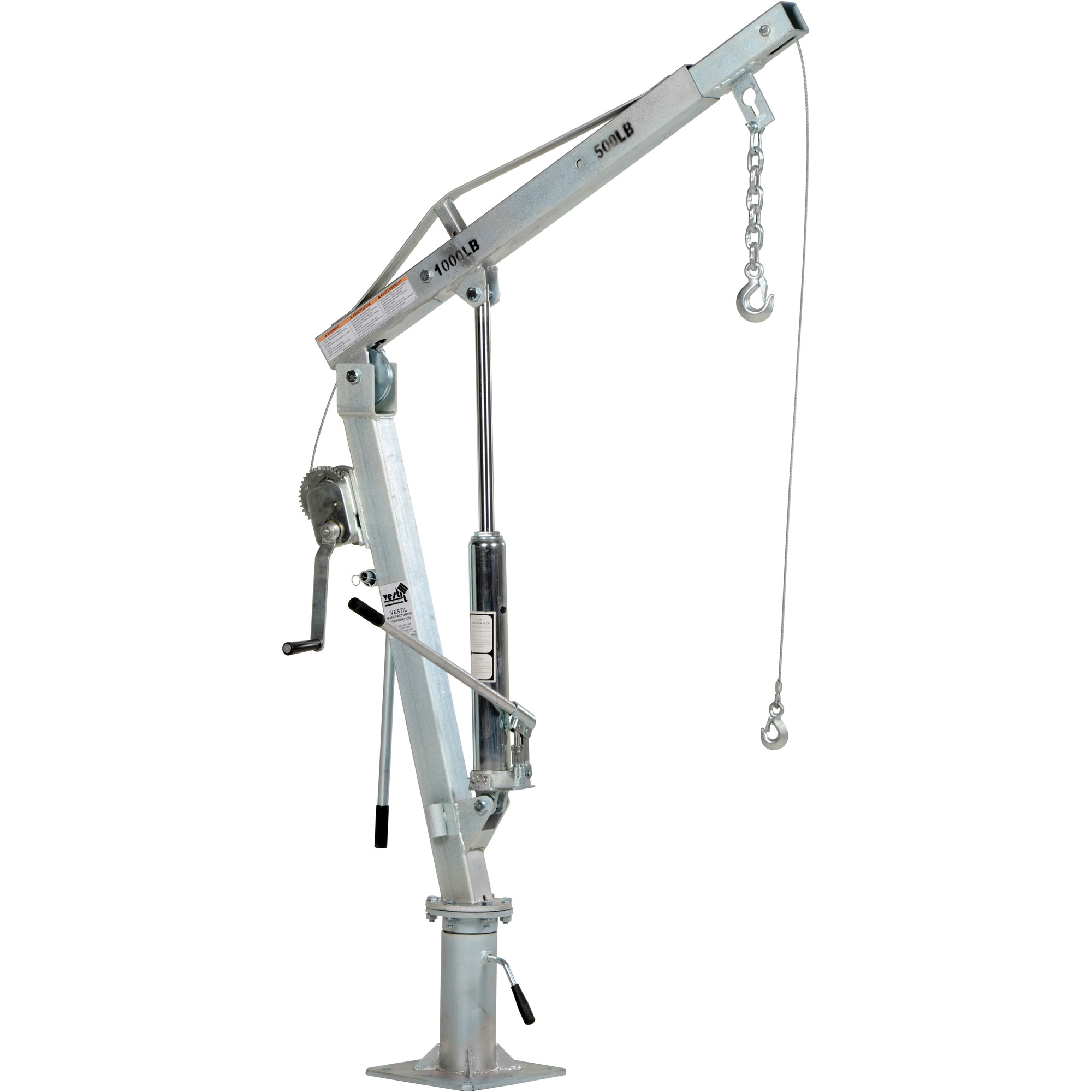 Grue à flèche pour camion actionnée par treuil, Capacité de 500 lb (0,25 tonne), Limite de 99"