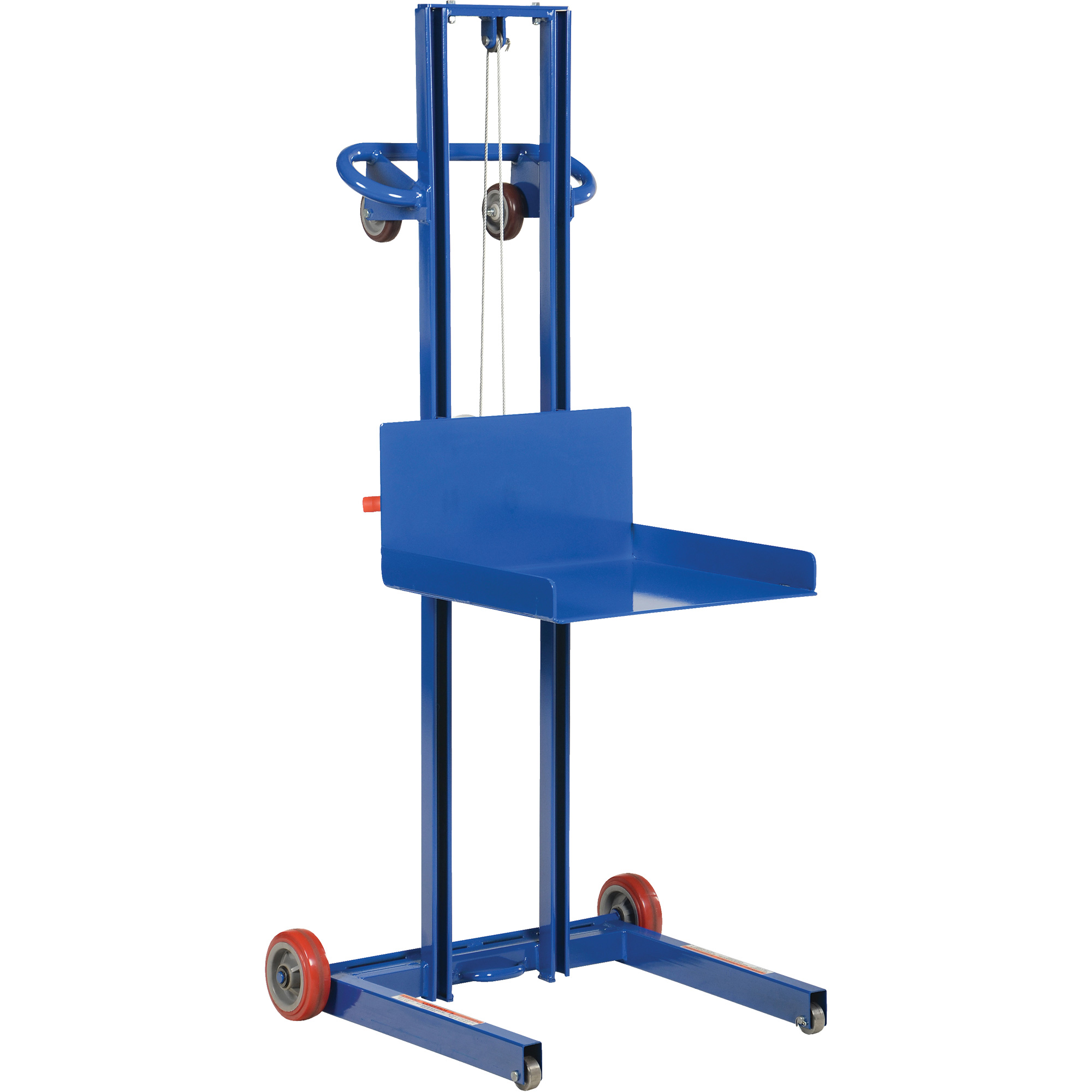 Plateforme élévatrice à profil bas pour charge légère, Mécanisme Treuil manuel, Capacité de 400 lb, Levage max de 55"