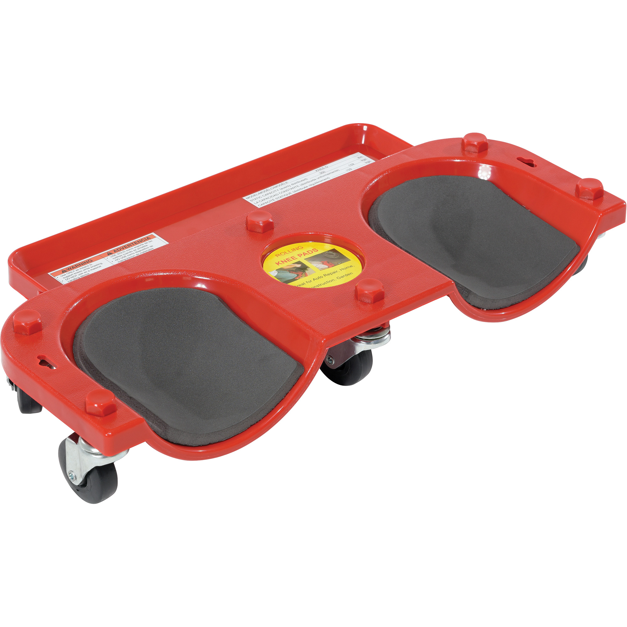 Socle roulant pour les genoux, Plastique, Rouge, Capacité 350 lb