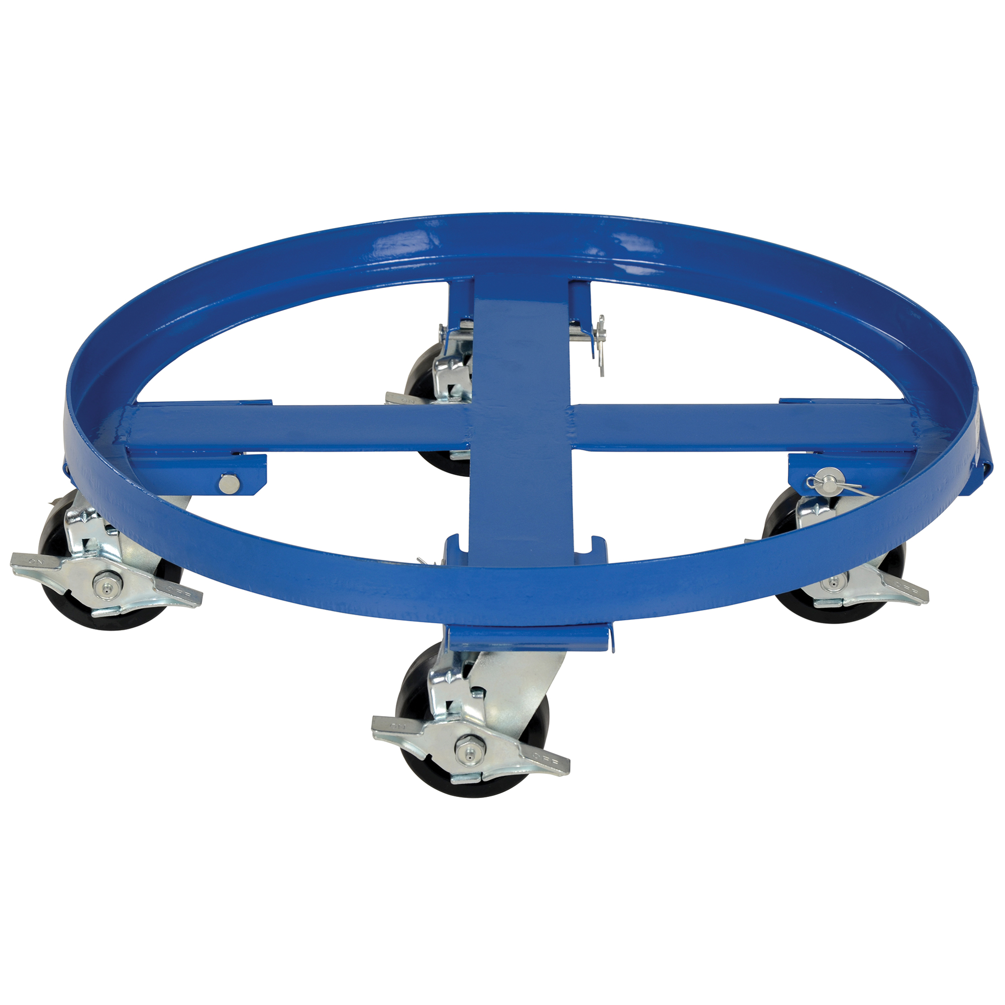 Socle roulant robuste pour baril, Acier, Capacitée 2000 lb, Diamètre 24-1/8", Roue en Phénolique
