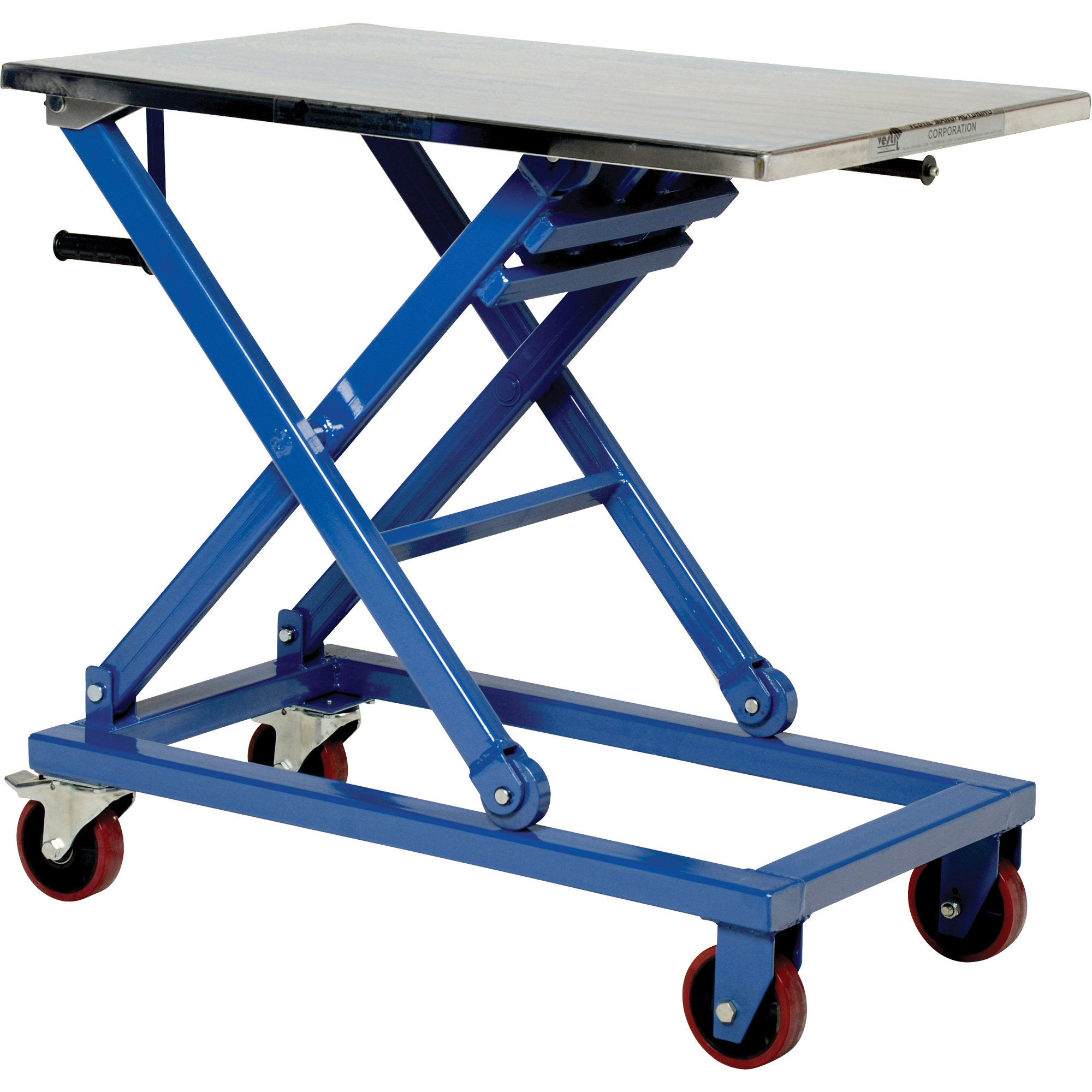 Table élévatrice manuelle à ciseaux, 37" lo x 23-1/2" la, Acier, Capacité 660 lb