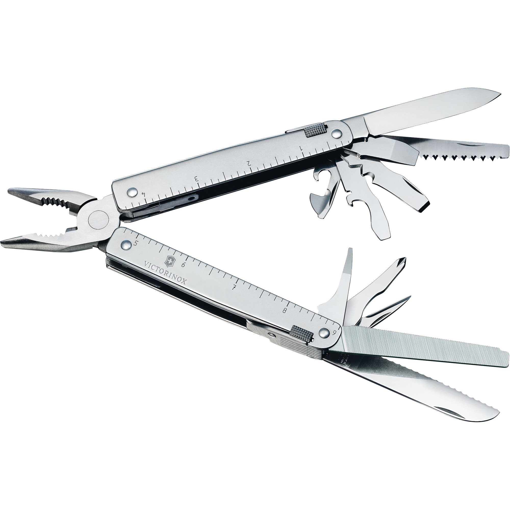 Outil multiple SwissTool avec lame verrouillable, Métal, Poignée en Métal, 155 mm lo, 26 fonctions, 0,7 lb