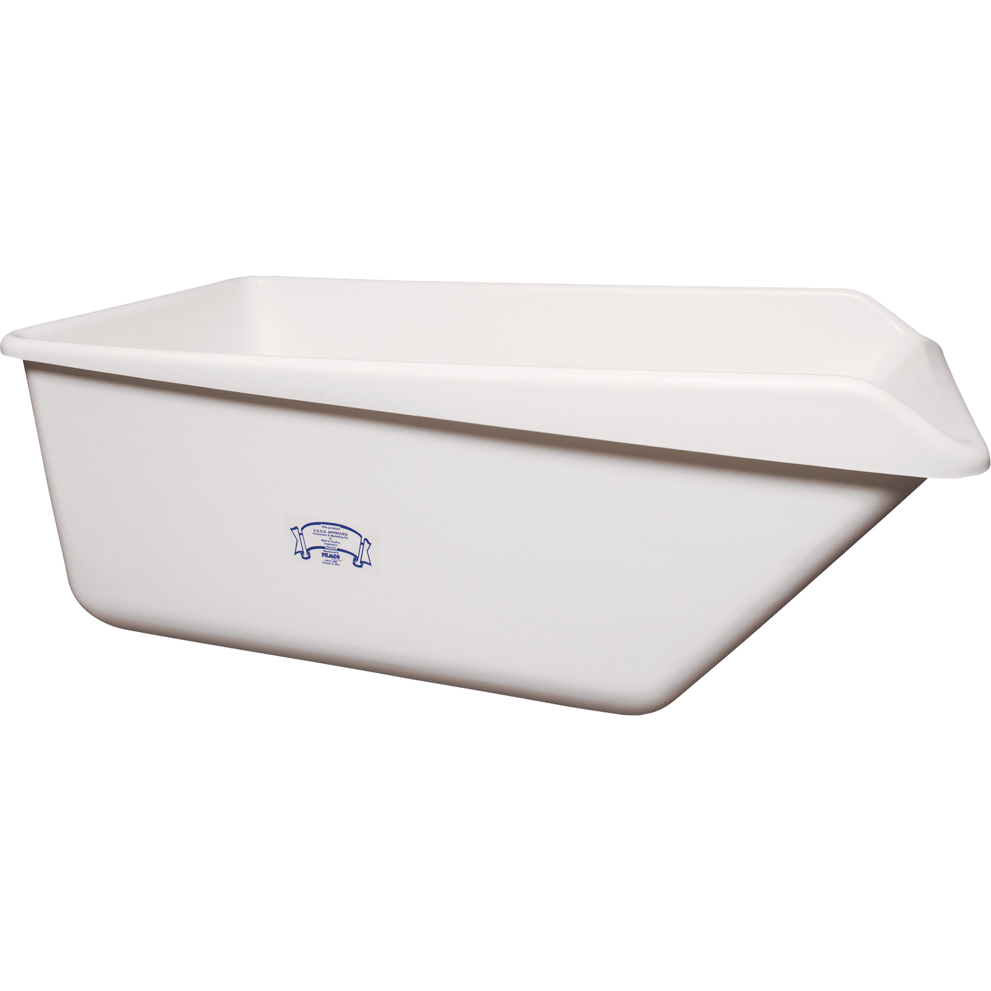 Bac de rangement à rebord incliné avec vidange, Plastique, Blanc
