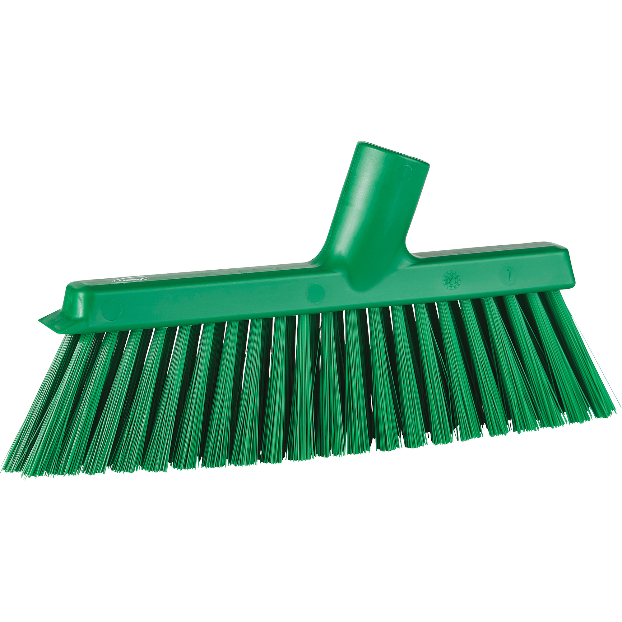 Balai biseauté avec pas de vis incliné, Crins Moyen, 10", Polyester, Vert