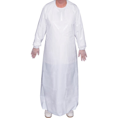 Blouse Top Dog de 6 mil, Grand, Blanc, Polyuréthane