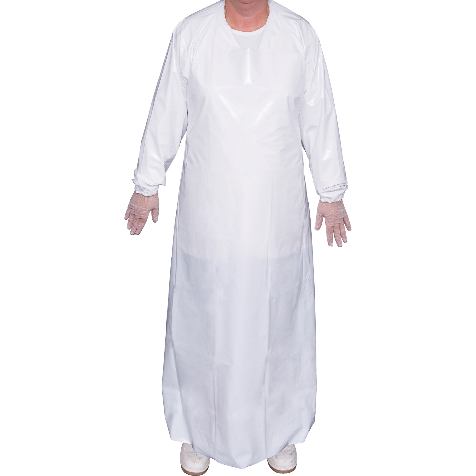 Blouse Top Dog de 6 mil, Grand, Blanc, Polyuréthane