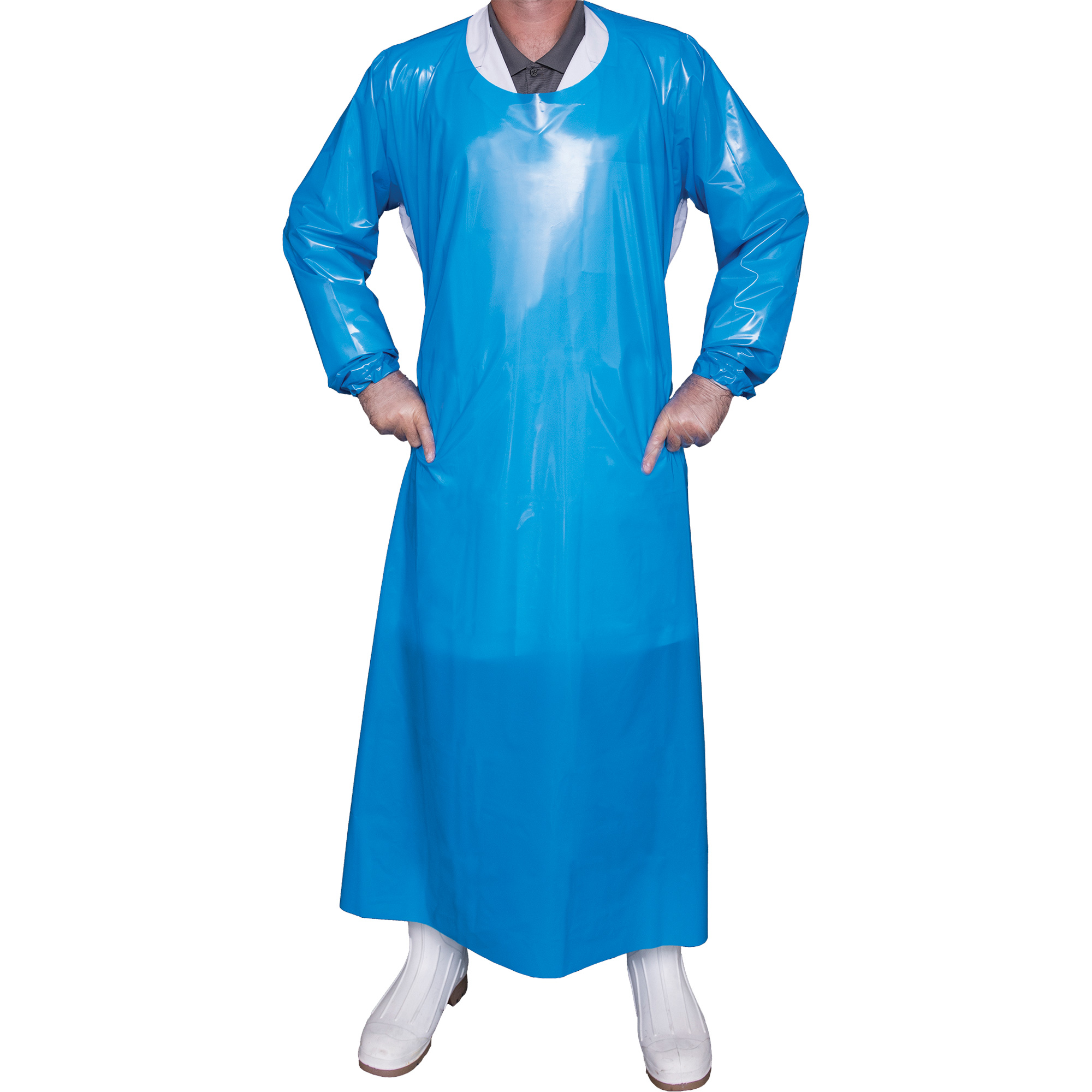 Blouse Top Dog de 6 mil, Grand, Bleu, Polyuréthane