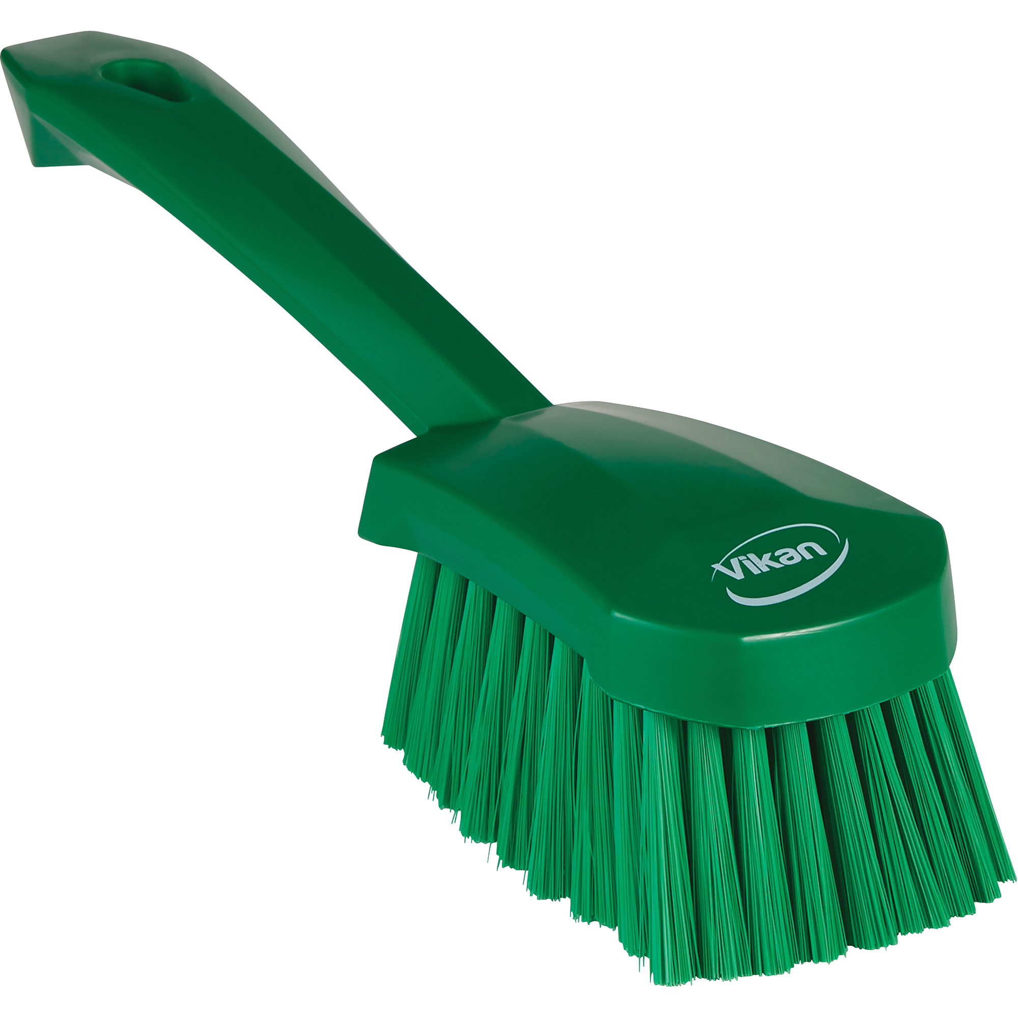 Brosse à récurer avec manche court, Soies Doux, Longueur de 10-1/2", Vert