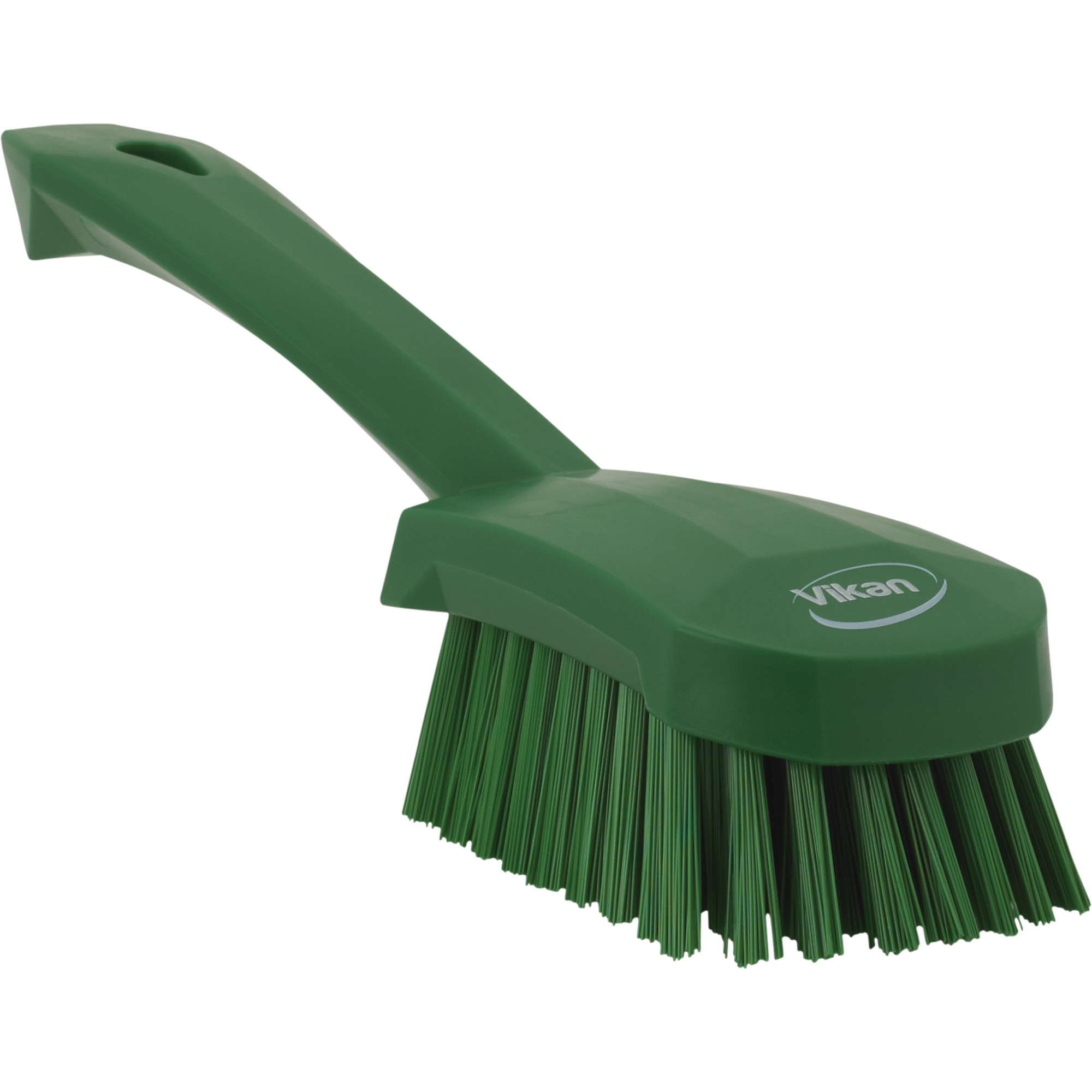 Brosse à récurer avec manche court, Soies Ferme, Longueur de 10", Vert
