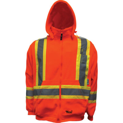 Chandail à capuchon de sécurité en molleton, Molleton/Polyester, Moyen, Orange