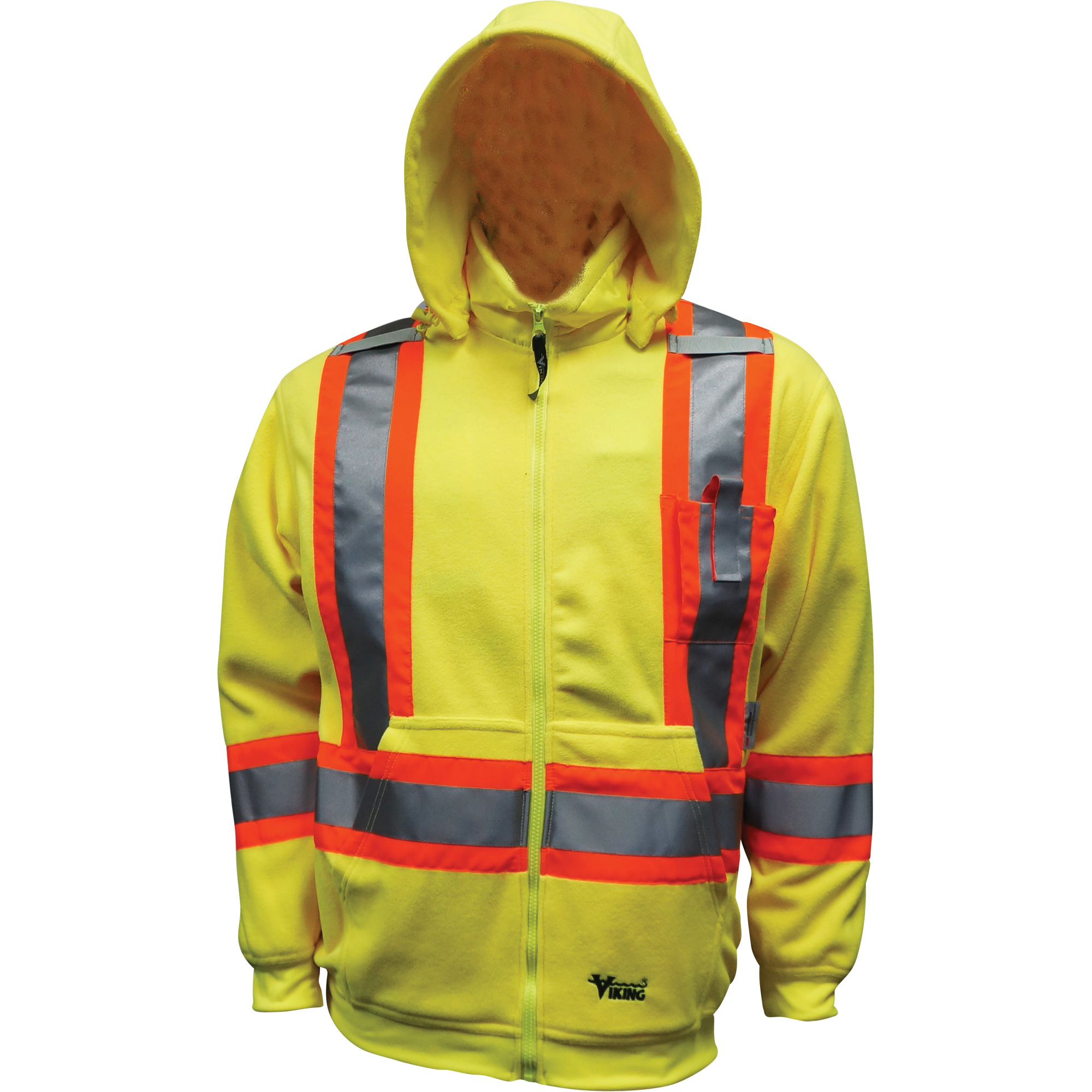 Chandail à capuchon de sécurité en molleton, Polyester, 3T-Grand, Jaune lime haute visibilité