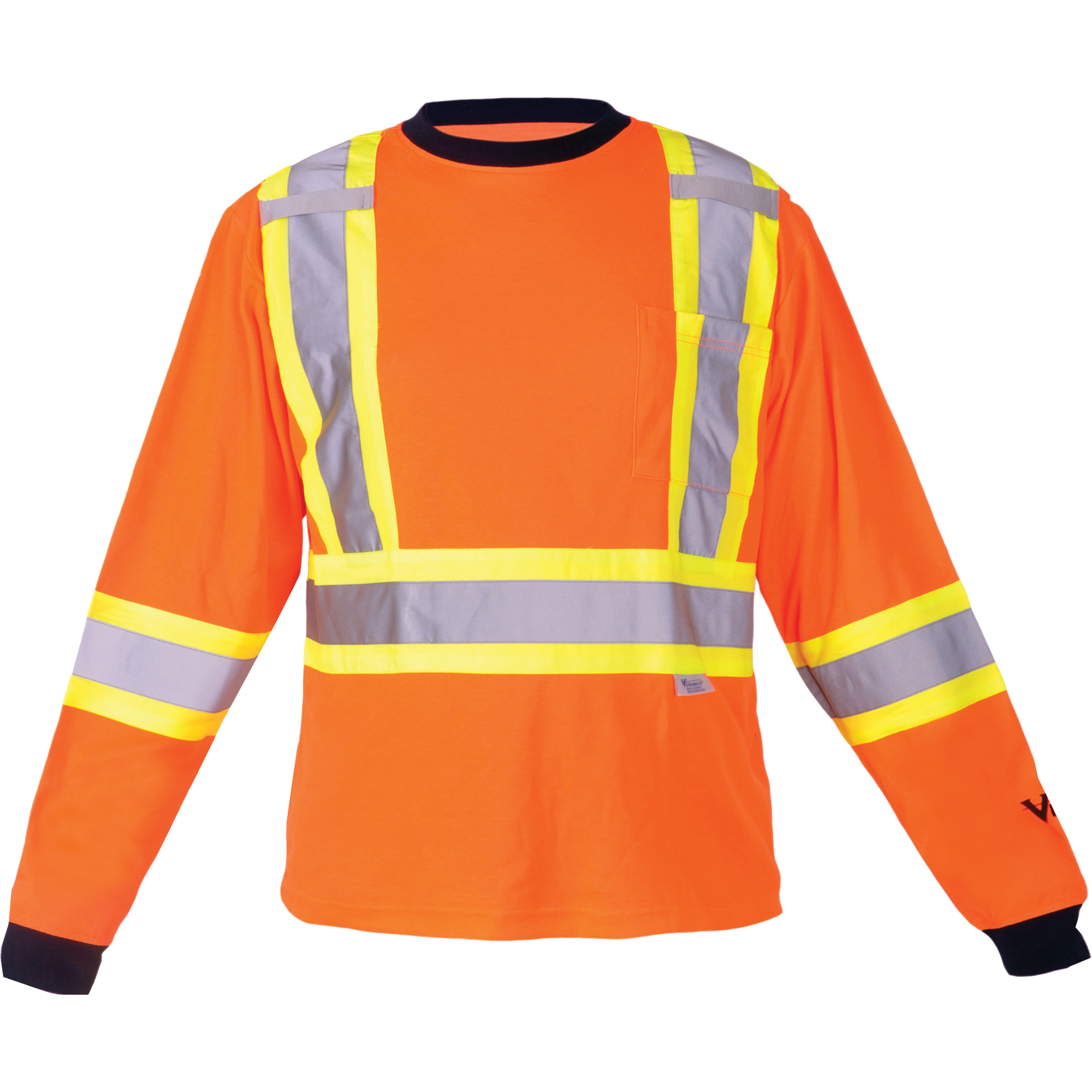 Chemise de sécurité à manches longues, Polyester, 2T-Grand, Orange haute visibilité