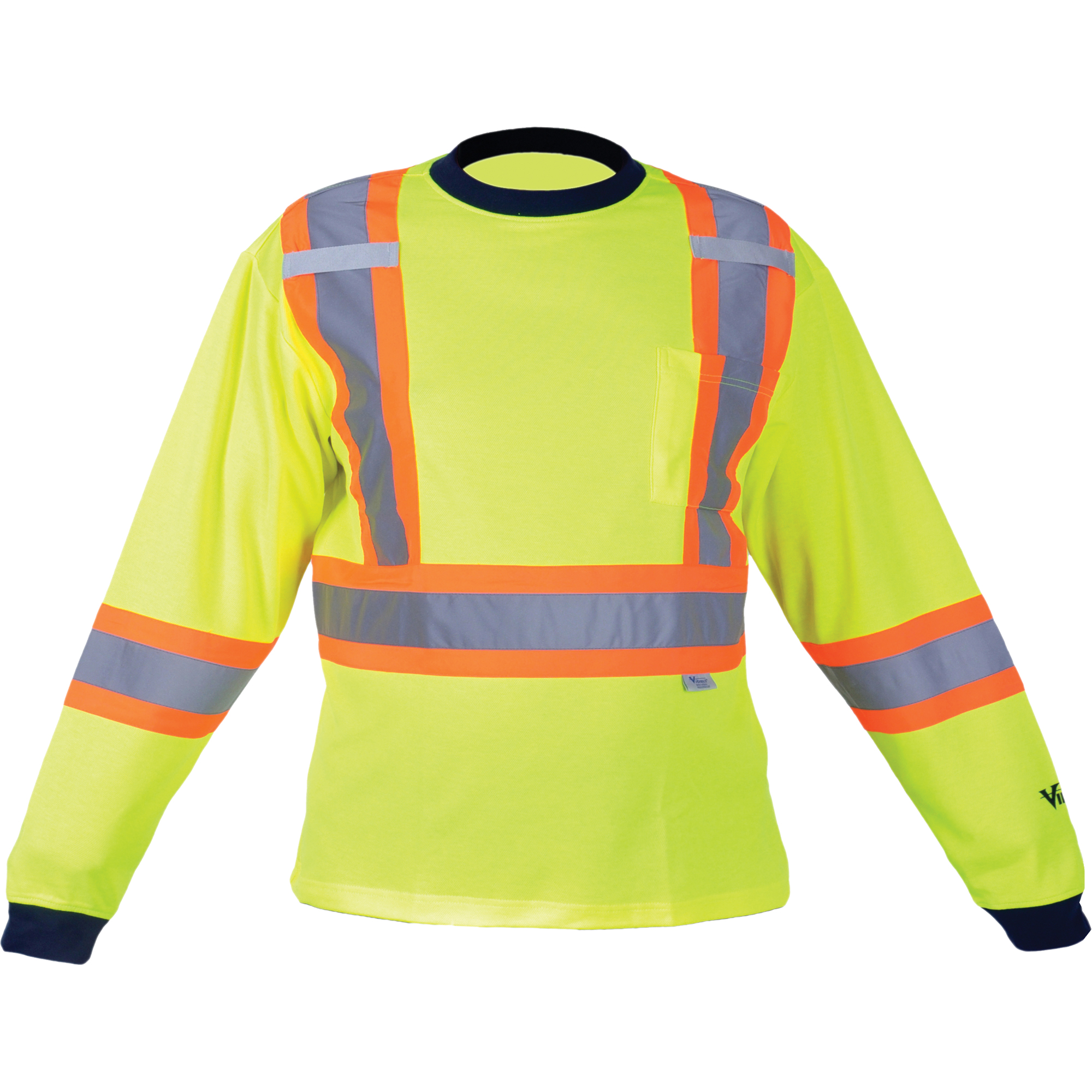 Chemise de sécurité à manches longues, Polyester, 3T-Grand, Jaune lime haute visibilité