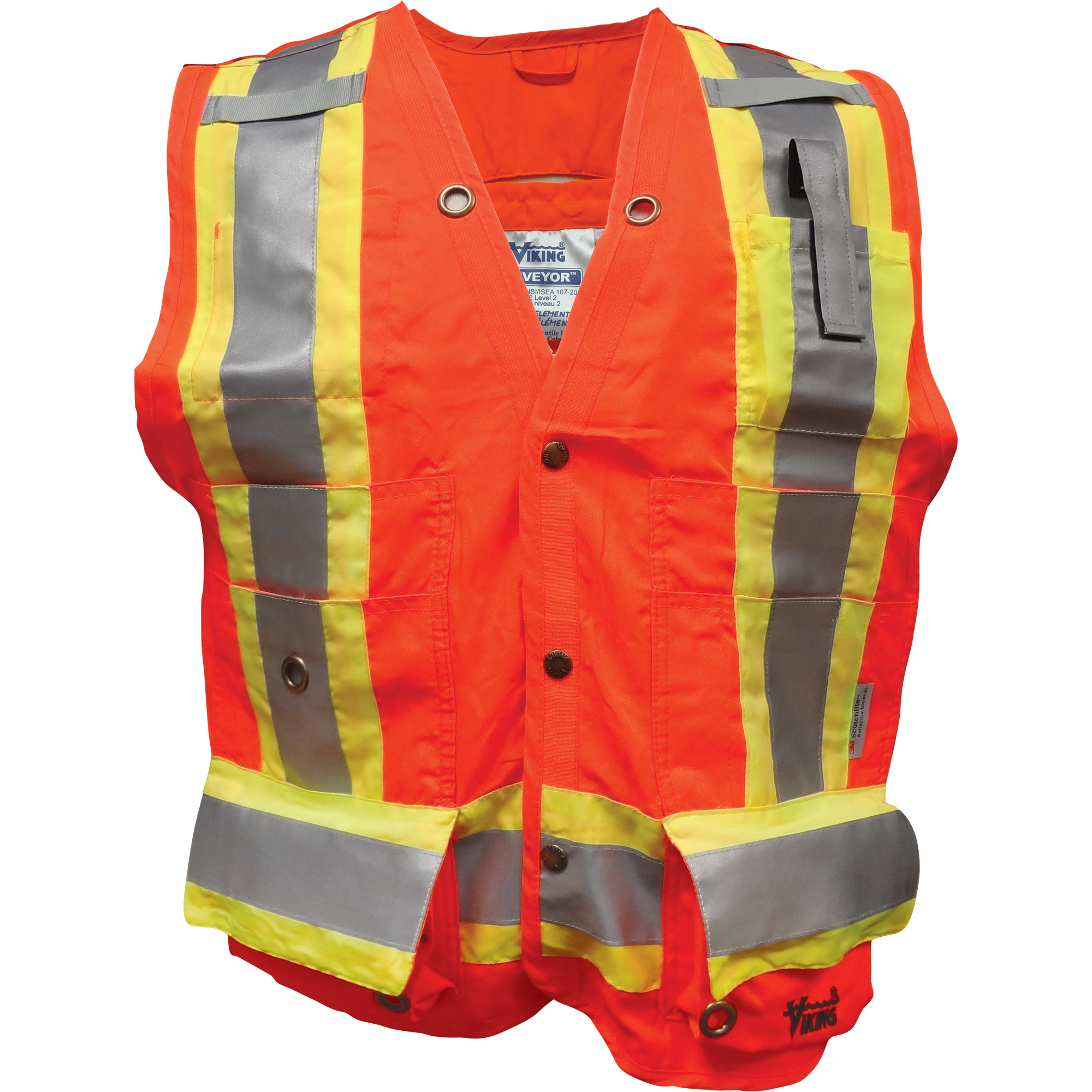 Veste de sécurité ignifugé pour arpenteur, Orange haute visibilité, Grand, Polyester