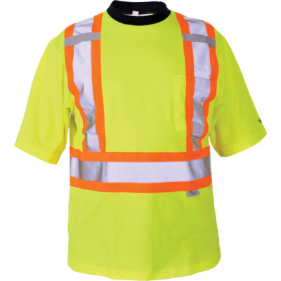 T-shirt de sécurité, Polyester, T-Grand, Jaune lime haute visibilité
