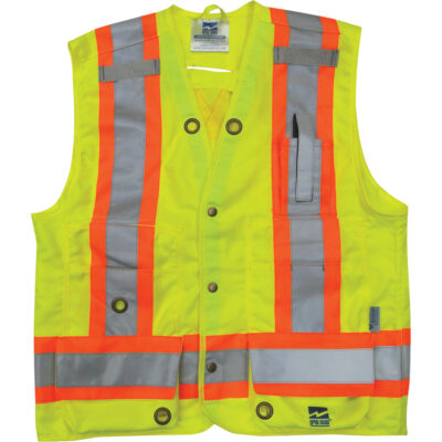 Veste de sécurité pour arpenteur, Jaune lime haute visibilité, 2T-Grand, Polyester