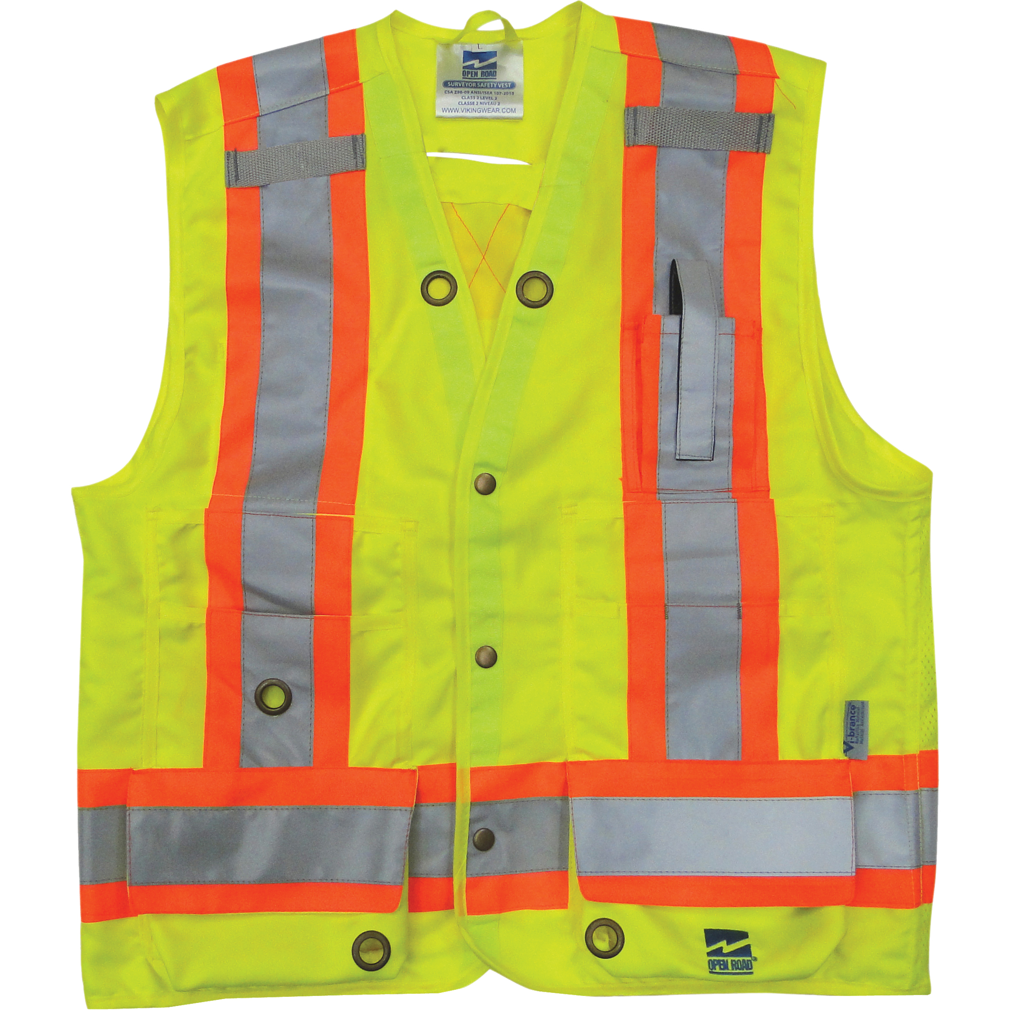 Veste de sécurité pour arpenteur, Jaune lime haute visibilité, 2T-Grand, Polyester