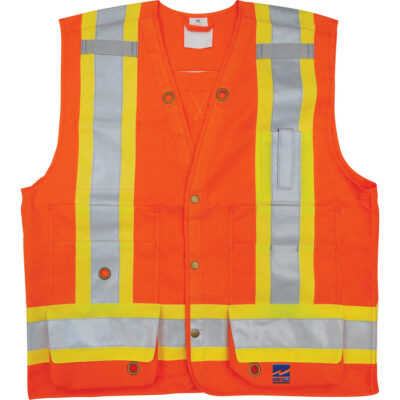 Veste de sécurité pour arpenteur, Orange haute visibilité, T-Grand, Polyester