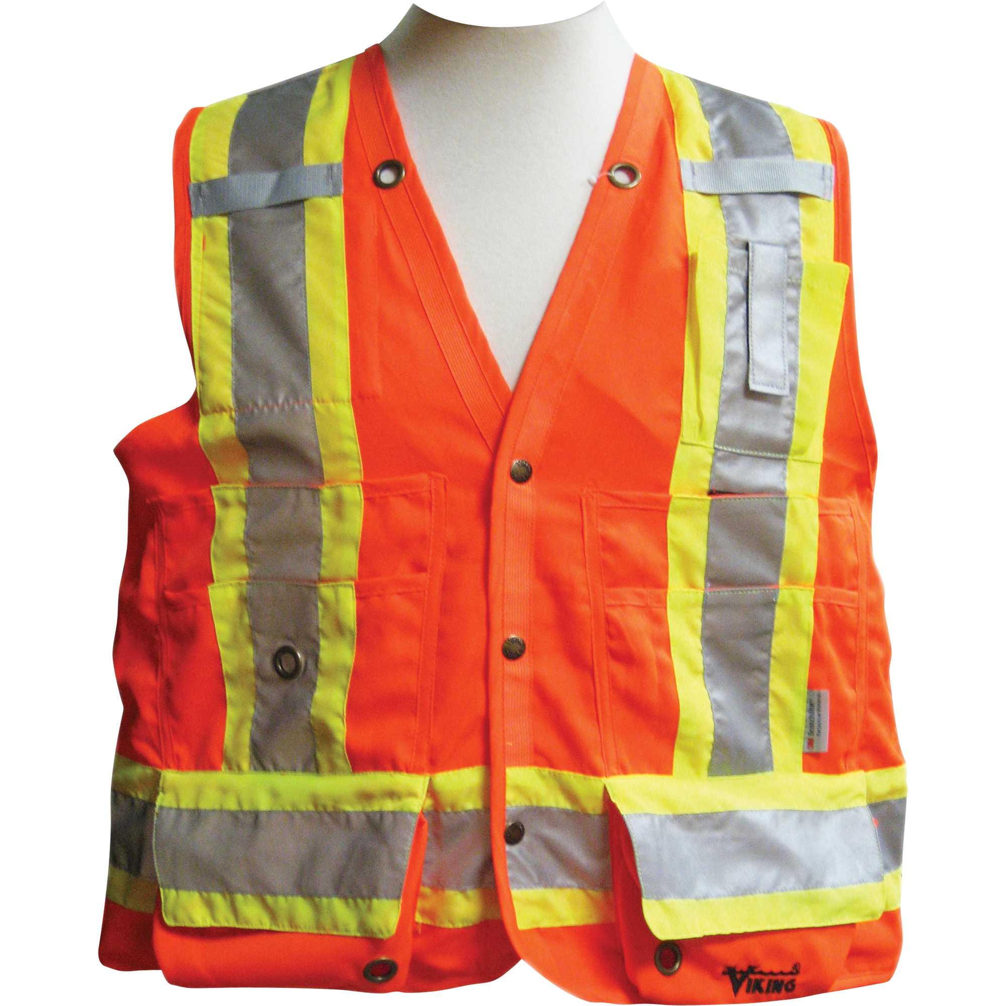 Vestes de sécurité pour arpenteur, Orange haute visibilité, T-Grand, Polyester