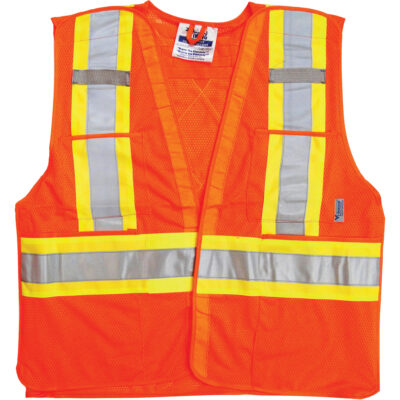 Vestes de sécurité pour la circulation, Orange haute visibilité, Grand/T-Grand, Polyester