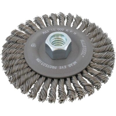 Brosse à fils métalliques ALLSTEELMC, 6" dia., Fils 0,02", Arbre 5/8"-11