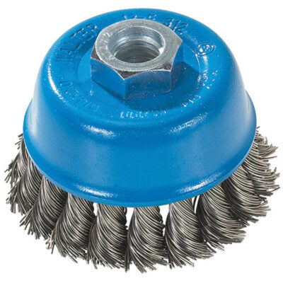 Brosse à fils noués torsadés, 3" dia. x M14 arbre