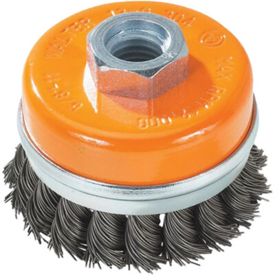 Brosse à fils noués torsadés, 5" dia. x 5/8"-11 arbre