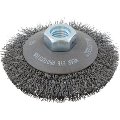 Brosse à fils torsadés AllSteelMC, 4" dia., Fils 0,0118", Arbre 5/8"-11
