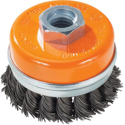 Brosse boisseau à fils noués avec anneau, 3" dia. x 5/8"-11 arbre