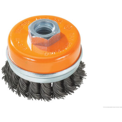 Brosse boisseau à fils noués avec anneau, 4" dia. x 5/8"-11 arbre