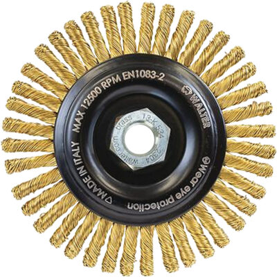Brosse métallique à touret sans création d'étincelles, 5" dia. x 5/8"-11 arbre