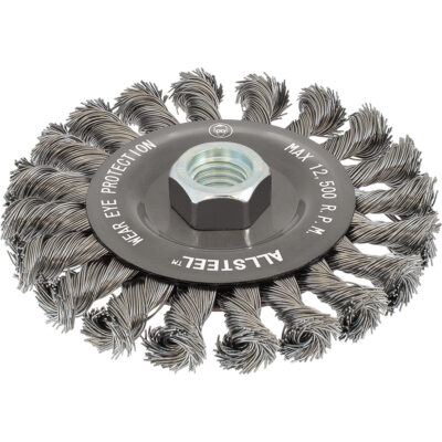 Brosse métallique AllSteelMC, Dia. 4-1/2", Fils 0,02", Arbre 5/8"-11, Acier