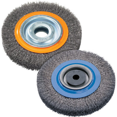 Brosse rotative, 8" dia., Fils 0,118", Arbre 1-1/4"