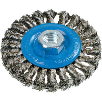 Brosse rotative à fils noués large, Arbre 5/8"-11, Acier