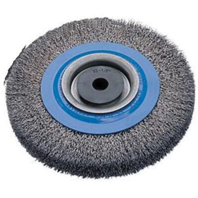 Brosses rotatives à fils torsadés d'établi, 6" dia., Fils 0,0118", Arbre 1/2" - 1-1/4"