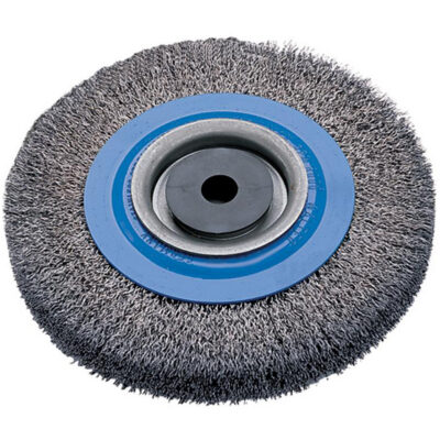 Brosses rotatives à fils torsadés d'établi, 6" dia., Fils 0,0118", Arbre 1/2" - 1/4"