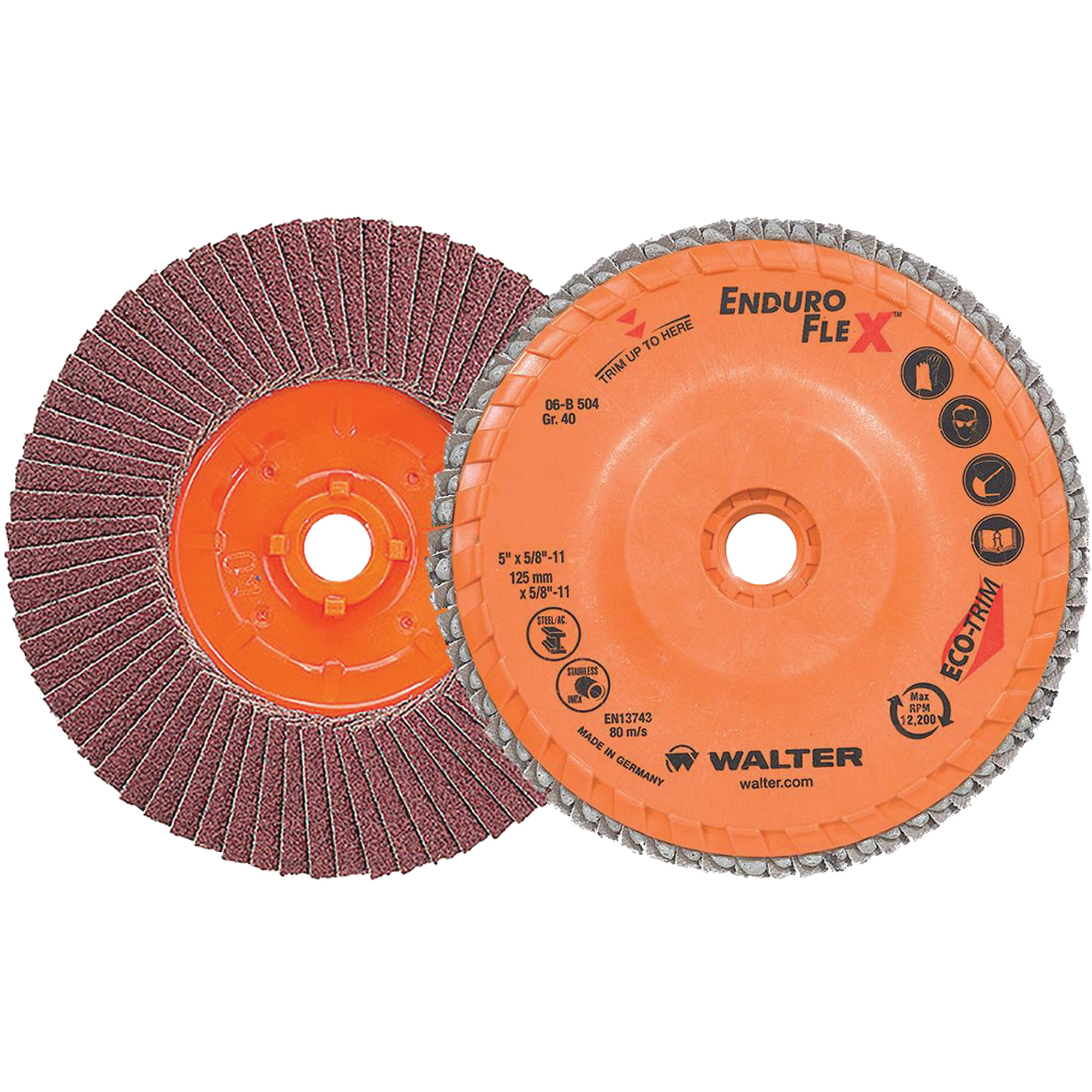 Disque à lamelles Enduro-FlexMC, 5" x 5/8"-11, Type 27, Grain 40, Alumine de zirconium