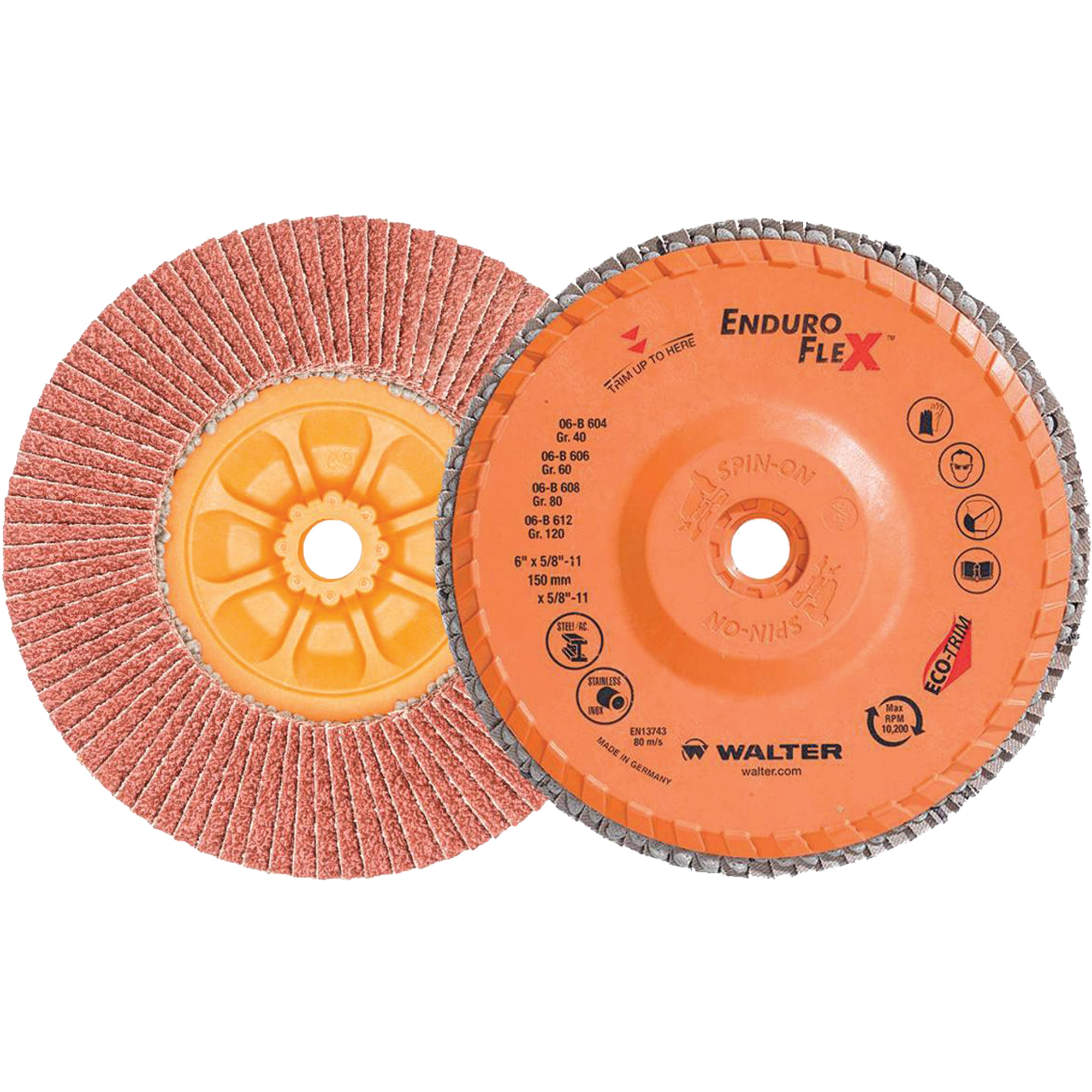 Disque à lamelles Enduro-FlexMC, 6" x 5/8"-11, Type 27, Grain 40, Alumine de zirconium